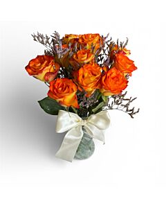 Rosas laranja em vaso 1